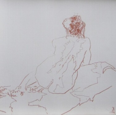 dessin - nu - femme assise de dos